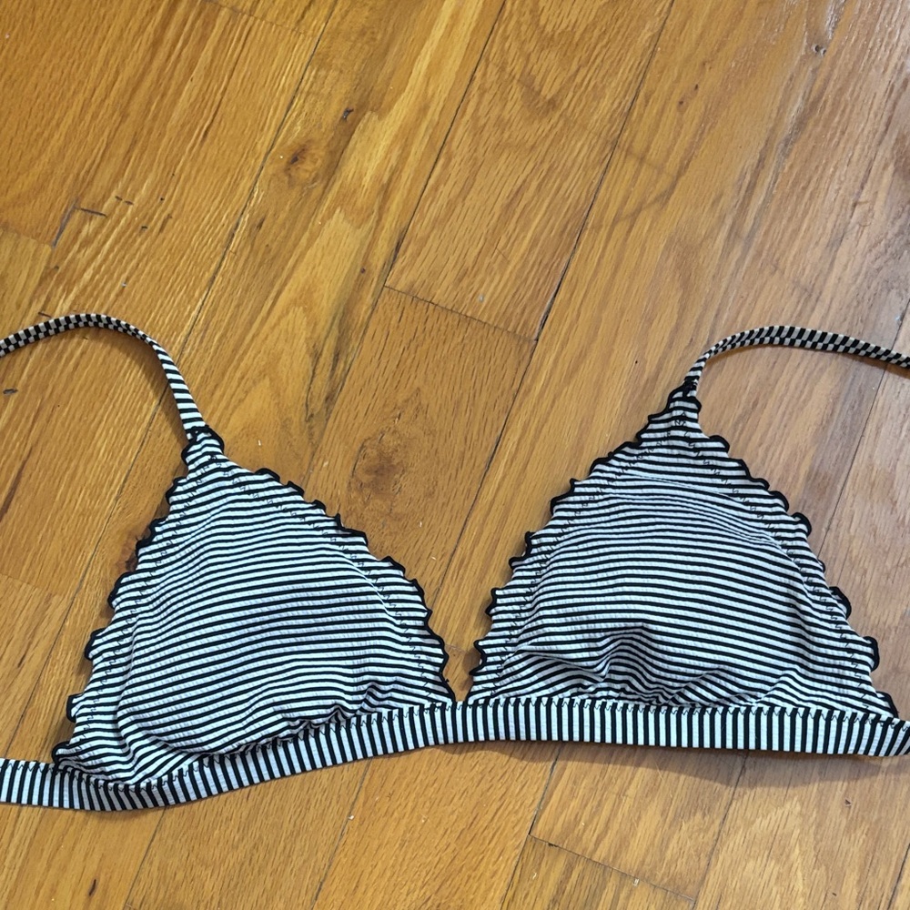 Striped Black and White Bikini Top